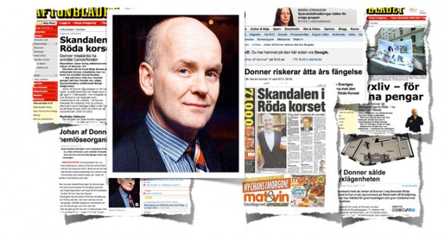 Johan af Donner står åtalad för att ha svindlat både Cancerfonden och Röda Korset.